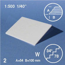 Lade das Bild in den Galerie-Viewer, TREAD PLATES, SLOPE = 34°, M=1:500 WHITE / 1:500 / 54 x 100 MM
